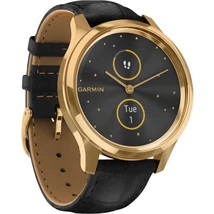 Garmin Vívomove Luxe + 24K arany fekete dombornyomott bőr szíjjal, arany