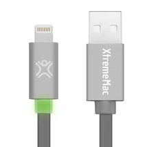 XtremeMac LED visszajelzős lapos Lightning kábel Szürke