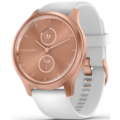 Garmin Vívomove Style + fehér szilikon szíjjal rose gold csattal, rozéarany