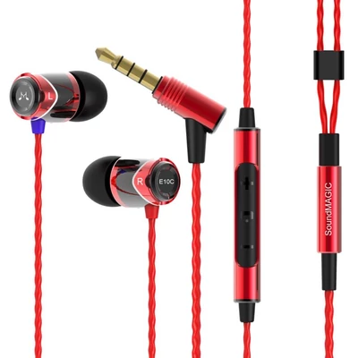 SoundMAGIC E10C In-Ear fülhallgató headset hangerőszabályzóval Fekete-Piros