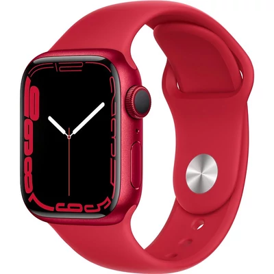 Apple Watch Series 7 GPS 41 mm alumínium tok+ piros sportszíj, piros