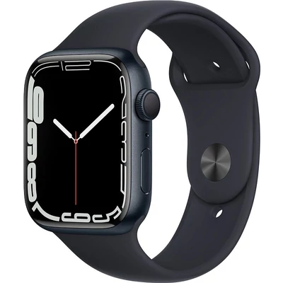 Apple Watch Series 7 GPS 45 mm alumínium tok+ fekete sportszíj, fekete Apple Watch Series 7 GPS 45 mm alumínium tok+ fekete sportszíj, fekete