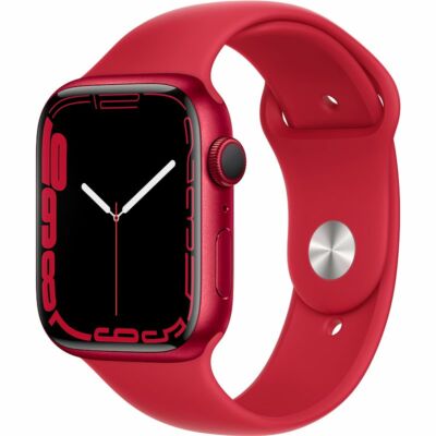 Apple Watch Series 7 GPS 45 mm alumínium tok+ piros sportszíj, piros